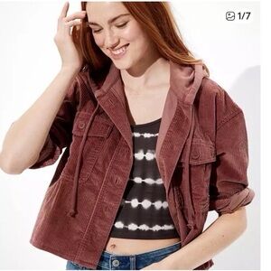 American Eagle Outfitters Corduroy Shacket in Mauve